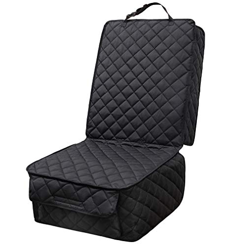 Product Cover Hapyfost Waterproof Front Seat Cover Dog Car Seat Covers Nonslip and Full Protection with Side Flaps Fits Most Cars, Trucks, SUVs (Black)