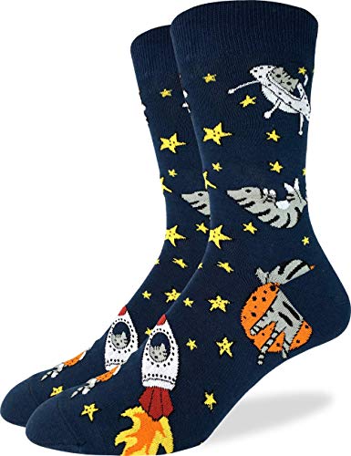 Product Cover Good Luck Sock Men's Extra Large Space Cats Socks, Size 13-17, Big & Tall