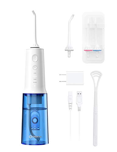 Product Cover Water Flosser for Teeth, Cordless Oral Irrigator 4 Modes with 320ml Water Tank, CREMAX Portable and USB Rechargeable IPX7 Waterproof Water Flossing for Travel Home Office