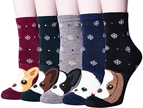Product Cover 5 Pairs Womens Warm Cozy Funny Cute Animal Cat Socks