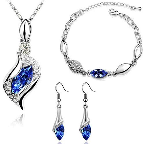 Product Cover Necklace Earrings Bracelets Tears of Angels Style Diamond Crystal Elegant Women Girls Jewelry Set of Pendant Crystal Necklace + Earrings Ears + Bracelets