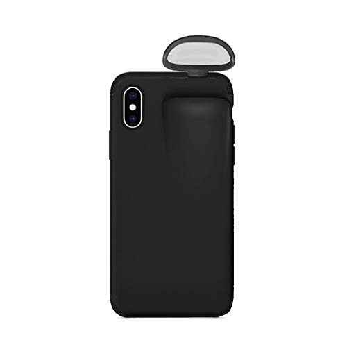 Product Cover ErYao 2 in 1 Phone Case for iPhone Xs Max Case and for AirPods, Silicone Gel Rubber Wireless for iPhone Xs Max with Headset Set Protection, Slim Rubber Protective Phone Case Cover (Black)