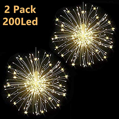 Product Cover Haliluya 2Pack 200 LED Copper Wire Firework Lights,Battery Operated Starburst Light with Remote,8 Modes String Fairy Lights Waterproof,Decorative Hanging Lights for Christmas, Home, Indoor Outdoor