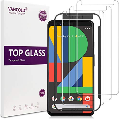 Product Cover Vancold Screen Protector Designed for Google Pixel 4 (5.7 inch)(Clear,3 Pack), Case Friendly Premium HD Clarity Tempered Glass Screen Protector with Alignment Installation Frame