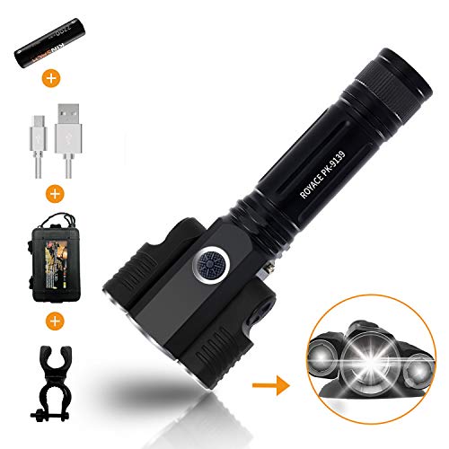 Product Cover Royace Streamlight Flashlight Rechargeable Pocket Flashlights,1000 Lumen Flashlight for Home,Camping,Emergency Stream Flashlight (Including Rechargeable Battery,Adapter,Holder)