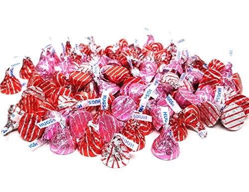Product Cover Hershey's Kisses Valentines Hugs 2 POUNDS White Crème Candy, Red Silver Pink Foils, Bulk