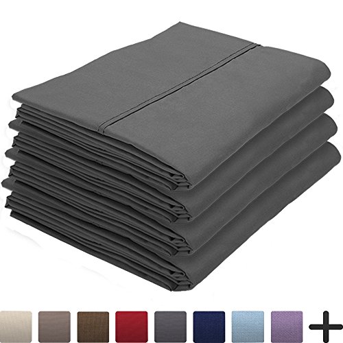 Product Cover Bare Home 4 Pillowcases - Premium 1800 Ultra-Soft Collection - Bulk Pack - Double Brushed - Hypoallergenic - Wrinkle Resistant - Easy Care (Standard - 4 Pack, Grey)