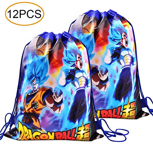 Product Cover 12 Pcs Dragon Ball Z Goodie Bags Birthday Party Supplies For Kids,Double Side DBZ Super Saiyan Goku Gohan Character Party Decorations