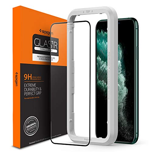 Product Cover Spigen, 1Pack, iPhone 11 Pro Max Tempered Glass Screen Protector, AlignMaster, Edge to Edge Full Coverage, 9H Hardness, Case-Friendly, Screen guard for iPhone 11 Pro MAX (6.5