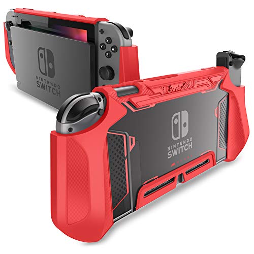 Product Cover Dockable Case for Nintendo Switch - Mumba TPU Grip Protective Cover Case Compatible with Nintendo Switch Console and Joy-Con Controller (Red)