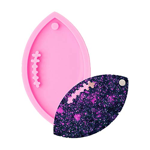 Product Cover Football Rugby Keychain Silicone Mold with Hole for DIY Fondant Mold Chocolate Candy Crystal Jelly Shots Handmade Ice Cream Soap Mould Ice Cube Gum Paste Cupcake Cake Topper Decoration