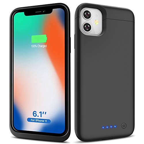 Product Cover Battery Case for iPhone 11, 6200mAh Upgraded Portable Protective Charging Case, Double Your Battery Life, Extended Rechargeable Battery Pack Smart Charger Case Backup For iPhone 11 (6.1 inch) - Black