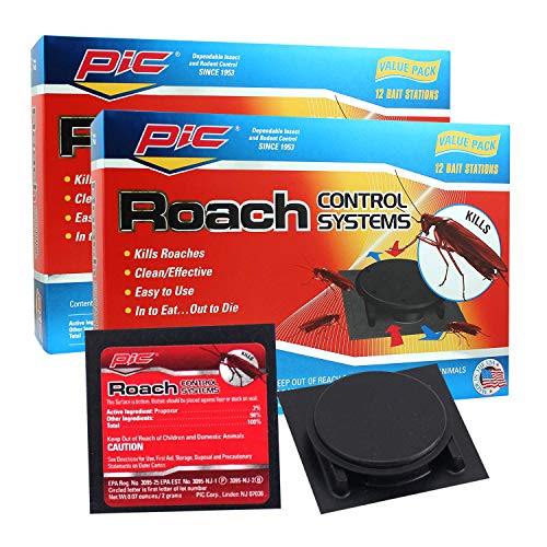 Product Cover PIC Roach Control Systems 2-Pack, Effective Roach Killer, Indoor Outdoor Cockroach Killer, Convenient Roach Traps, Roach Trap w/Ready Roach Bait, Clean Cockroach Trap, 24-pc Cockroach Bait Value Pack