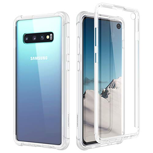 Product Cover SURITCH Clear Case for Samsung Galaxy S10,【Built in Screen Protector】【Support Wireless Charging】 Hybrid Protection Hard Shell+Soft TPU Bumper Rugged Case Shockproof for Samsung S10 6.1