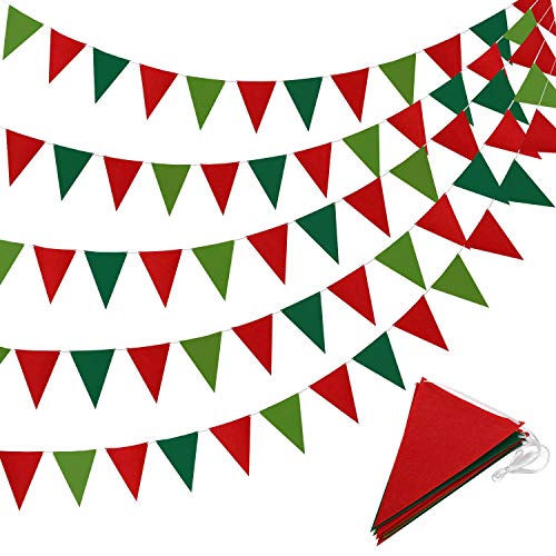 Product Cover 5 Pieces St. Patrick's Day Banner Irish Triangle Bunting Flag Banner Garland Pennant Banner for St. Patrick's Day Party Celebrations Hanging Decorations, 41 Feet (Red and Green)