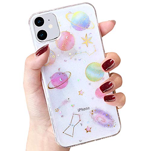 Product Cover BOFTALE iPhone 11 Cute Case Clear, Handmade Glitter Bling Sparkle Design Slim Soft TPU Pretty Phone Cover for Girls Women Compatible iPhone 11 6.1 inch 2019 (Clear)