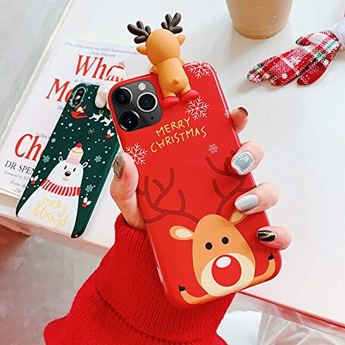 Product Cover Topwin Christmas Case for iPhone 11 Pro Max, Merry Christmas Soft Silicone TPU 3D Cute Snowman Santa/Elk Pattern Pretty Cute Premium Flexible Protective Case for Apple iPhone 11 Pro Max 6.5' (Red)