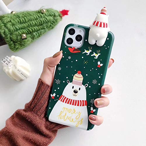 Product Cover Topwin Christmas Case for iPhone 11 Pro Max, Merry Christmas Soft Silicone TPU 3D Cute Snowman Santa/Elk Pattern Pretty Cute Premium Flexible Protective Case for Apple iPhone 11 Pro Max 6.5' (Green)