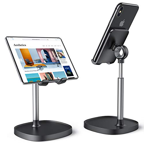 Product Cover Cell Phone Stand,Angle Height Adjustable Stable LISEN Cell Phone Stand For Desk,Sturdy Aluminum Metal Phone Holder,Compatible with Mobile Phone/iPad/Kindle/Tablet,4-12inch