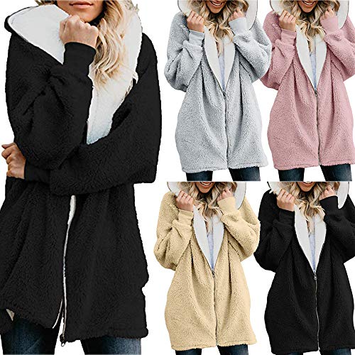 Product Cover Pandaie Womens Long Sleeve Solid Fuzzy Fleece Jacket Open Front Hooded Cardigans Coats Outwear with Pocket