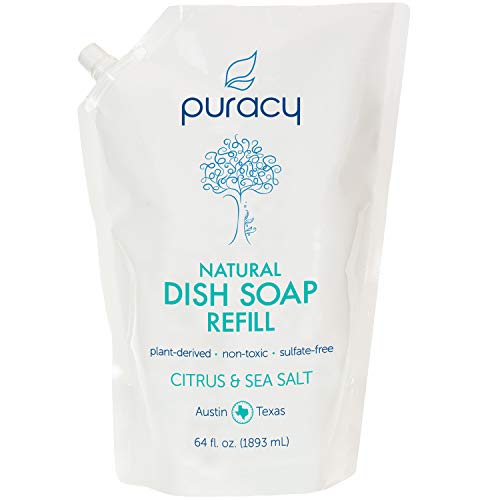 Product Cover Puracy Natural Dish Soap Refill, Citrus & Sea Salt, Sulfate-Free Liquid Detergent, 64 Ounce