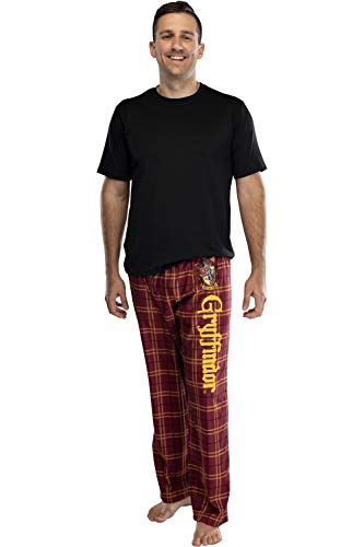 Product Cover Harry Potter Adult Mens' House Crest Plaid Pajama Pants - All 4 Houses Gryffindor, Ravenclaw, Slytherin, Hufflepuff