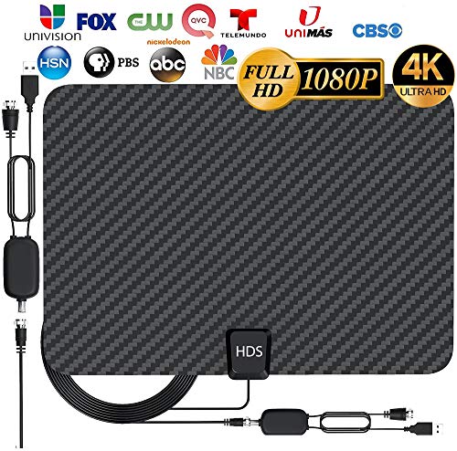 Product Cover [Latest 2020] HDTV Digital Antenna 4K 1080p - 120 Mile Range, UHF & VHF Reception, ICPCB Chip, Signal Booster Amplifier, Professional Carbon Fiber Indoor TV Antenna