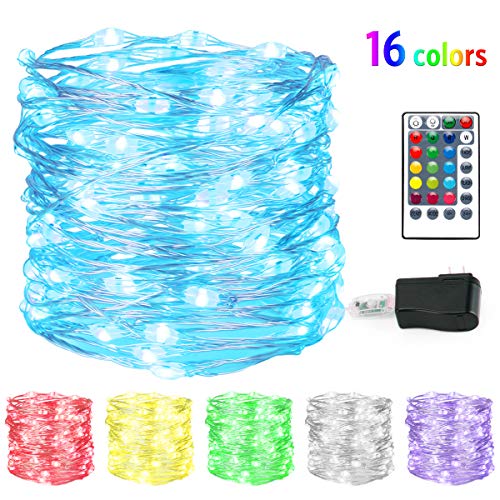 Product Cover AMIR Fairy Lights, 33 ft 100 LED Plug in String Lights with Remote, 4 Multicolor Modes Starry Lights, 16 Colors x 8 Lighting Modes Indoor Decorative Lights for Bedroom, Party, Wedding (132 Modes)