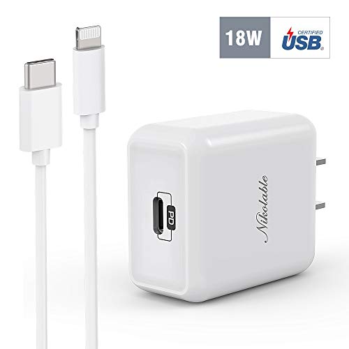 Product Cover iPhone Fast Charger - Nikolable 18W PD Wall Charger Apple Certified 6FT USB C to Lightning Cable, Power Delivery Adapter Support Quick Charging for iPhone 11 Pro Max XR XS X 8 Plus iPad Pro