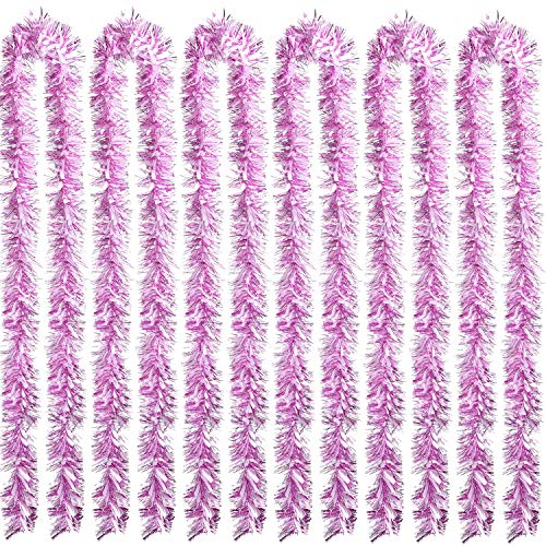 Product Cover Sumind 6 Pieces Valentines Day Tinsel 39.4 Feet Metallic Pink Garland Glittering Banners Hanging Decoration for Wedding Party Supplies