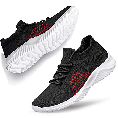 Product Cover Alibress Casual Sneaker for Women Walking Shoes Fashion Athletic Sneakers Lightweight Breathable Work Shoes Black/Red
