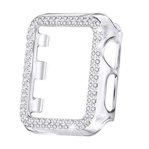 Product Cover Secbolt Bling Case Compatible with Apple Watch 38mm 40mm 42mm 44mm, Full Cover Bumper Screen Protector for iWatch Series 5 4 3 2 1, Clear 44mm