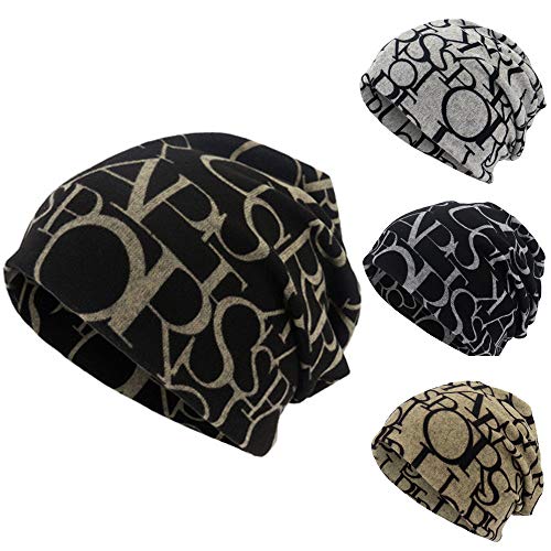 Product Cover Slouchy Beanie Hat Unisex Letter Print Scarf Casual Outdoor Convertible Skull Cap Windproof Hats