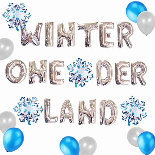 Product Cover Set of 17 LaVenty Winter Onederland Balloons Winter Onederland Banner Winter Baby Shower Decoration Winter Party Decoration Snow Balloons