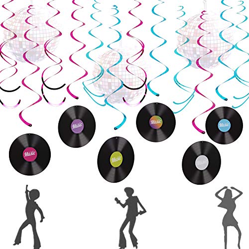Product Cover LaVenty Music Banner Music Record Decoration Disco Ball Decorations Disco Ball Banner 70'S Disco Party Decorations 70'S Disco Party Supplies