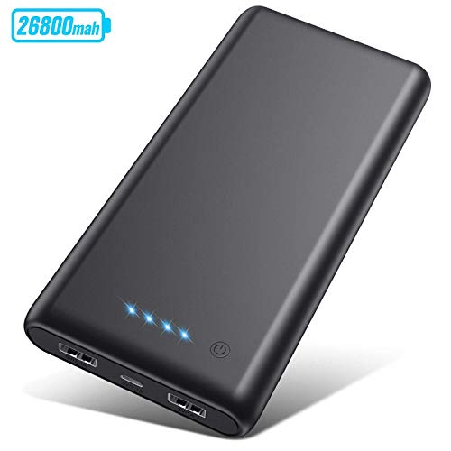 Product Cover Portable Charger 26800mAh【2019 Upgrade High Capacity】Power Bank Ultra Compact External Battery Pack Backup with 4 LED Lights,Dual USB Ports High-Speed Charging for Cell Phones, Tablet and More (Black)