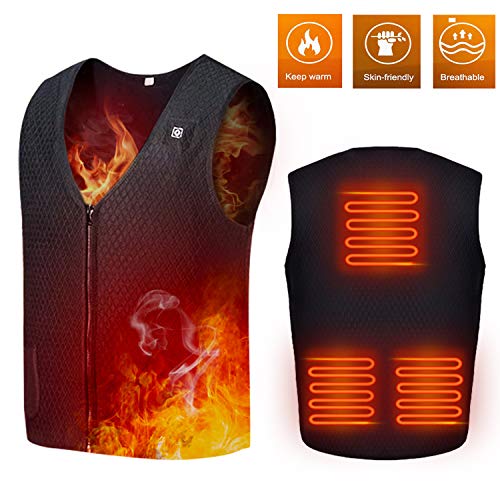 Product Cover MwaBaiTx Electric Heated Vest, Washable Heated Body Warmer Vest USB Charging (Large) Black