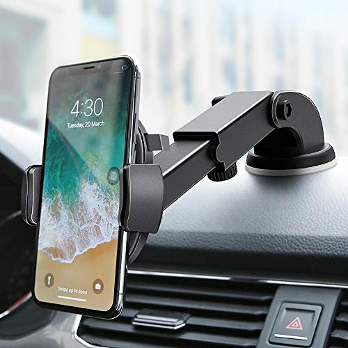 Product Cover FLOVEME Car Phone Mount Holder - Windshield Dashboard Universal Cell Phone Holder for Car One Touch Strong Suction Cup Hands Free Car Mount for iPhone 11 Pro Max X XS Xr 6 7 8 Samsung Galaxy S11 S10