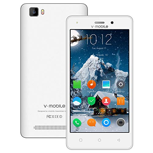 Product Cover Unlocked Cell Phones V Mobile A10 4G Android 8.1, 5.2 Inch Quad-core HD Unlock Smartphone, Android Phone 16GB ROM, Dual SIM Free Phones Camera 5MP, 2800 mAh Battery, Bluetooth 4.1 (White)