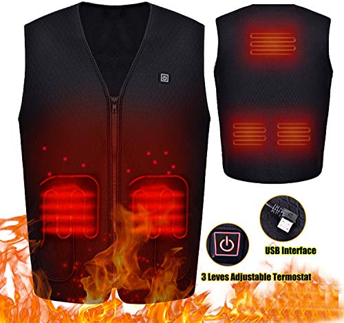 Product Cover Heated Vest for Men Women Rechargeable USB Electric Vest Jacket Heating Thermal Vest Winter Warm Vest for Skiing Hiking Camping Motorcycle Travel, Battery Not Included (Large)