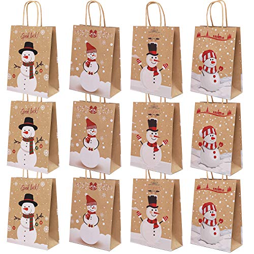 Product Cover Cooraby 20 Pieces Paper Party Bags Christmas Gift Bag Birthday Kraft Party Bags with Handle for Winter Wedding and Party Celebrations (Color A)