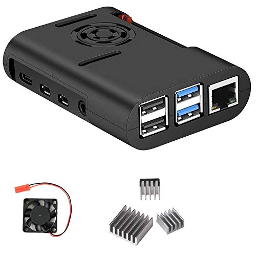 Product Cover Rpi shop - Raspberry Pi 4B Black Compact case with Fast Cooling Fan only (Heat Sink not Included)