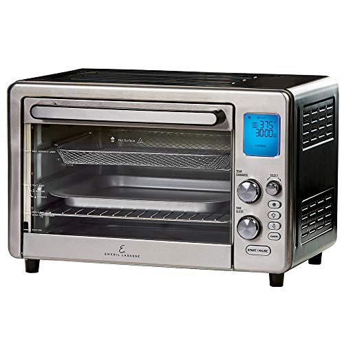 Product Cover Emeril Lagasse Power Air Fryer 360 Max XL Family Sized Better Than Convection Ovens Replaces a Hot Air Fryer Oven, Toaster Oven, Rotisserie, Bake, Broil, Slow Cook, Pizza, Dehydrator & More. Emeril Cookbook. Stainless Steel. (MAX 15.6