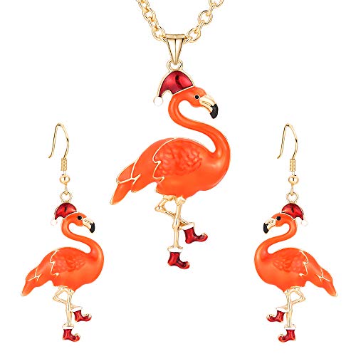 Product Cover Christmas Jewelry Sets Gift For Women Girls,Thanksgiving Xmas Holiday Jewelry Pendant Necklace Dangle Earrings Set (Christmas Elk,Mermaid,Snowman,Cat,Turkey,Flamingo, Peacock,Dolphin,owl)