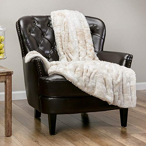 Product Cover Chanasya Fuzzy Faux Fur Throw Blanket - Light Weight Blanket for Bed Couch and Living Room Suitable for Fall Winter and Spring (50x65 Inches) Taupe
