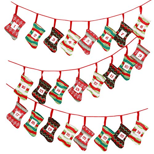 Product Cover Fonder Mols Christmas Advent Calendar for Kids 2019, 24 Days Christmas Countdown Advent Calendar Empty Garland Banner Candy Gift Bags for Xmas Holiday Decorations