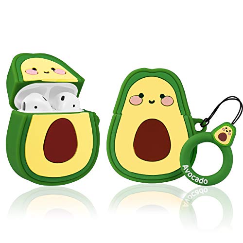 Product Cover Maxjoy Case for AirPods [1st and 2nd Gen], Silicone AirPods Case Cover, Cute 3D Cartoon Airpods Charging Case, Airpods Shockproof Cover, [Funny Design] Best Gift for Girls or Couples, Avocado