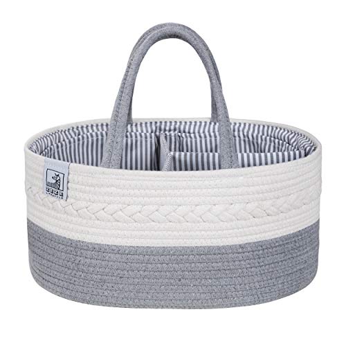 Product Cover Baby Diaper Caddy Organizer - Large Portable Basket for Nappy Changing, Newborn Diaper Storage Registry, Foldable Nappy Station Nursery, Utility Tote Rope Bag