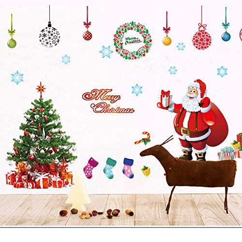 Product Cover Merry Christmas Day Home Decor Indoor Outdoor Removable Wall Decals Window Art Decoration Vinyl Gaint Santa Claus Christmas Tree Stickers