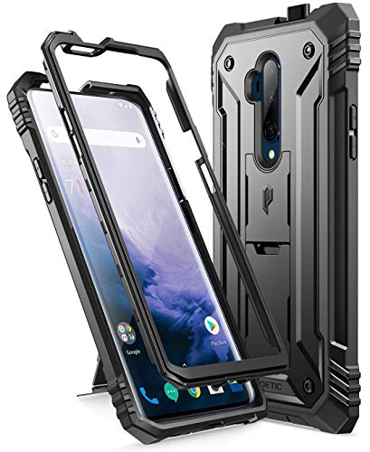 Product Cover Poetic Revolution Series Designed for OnePlus 7T Pro/OnePlus 7 Pro, Full-Body Rugged Dual-Layer Shockproof Protective Cover with Kickstand and Built-in-Screen Protector, Black